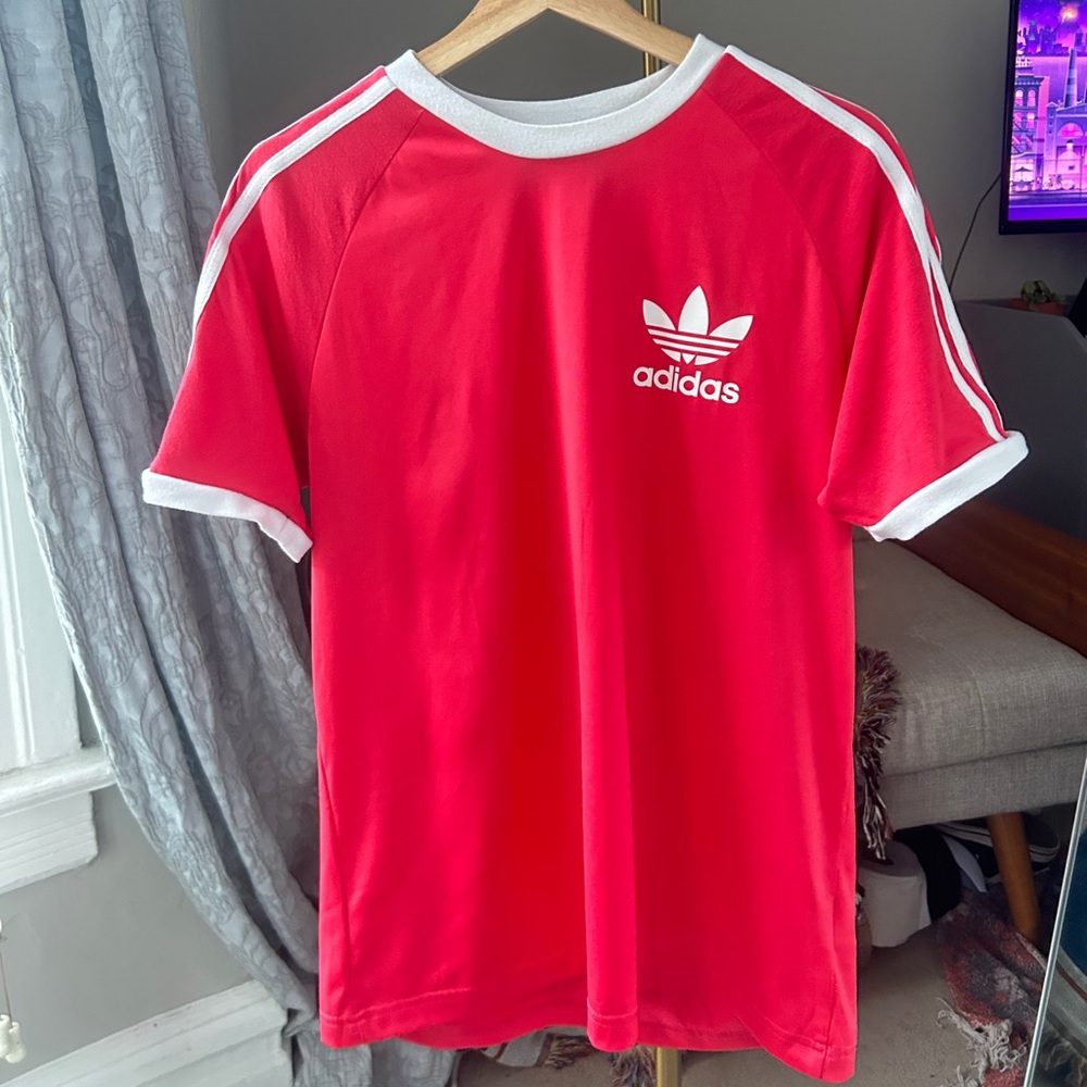 Adidas Red T-Shirt with White Accents
